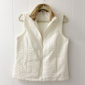 Kim Rogers vest, white puffer vest, pocket vest